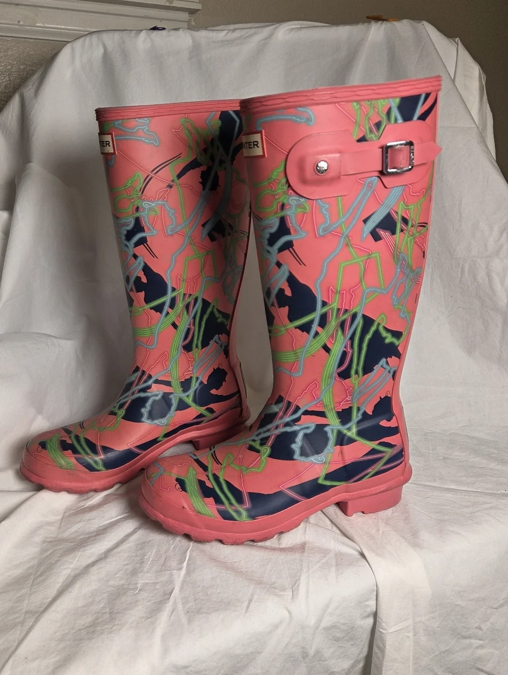 *Rare* Hunter X Disney Collab Rubber Rain Boots Pink Mary Poppins EU 36 / US 5‎